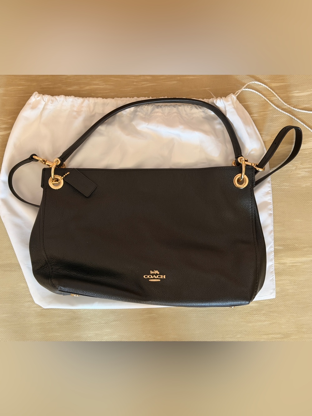 Coach Clarkson Hobo Black Pebbled Leather Shoulder Bag with Gold Hardware